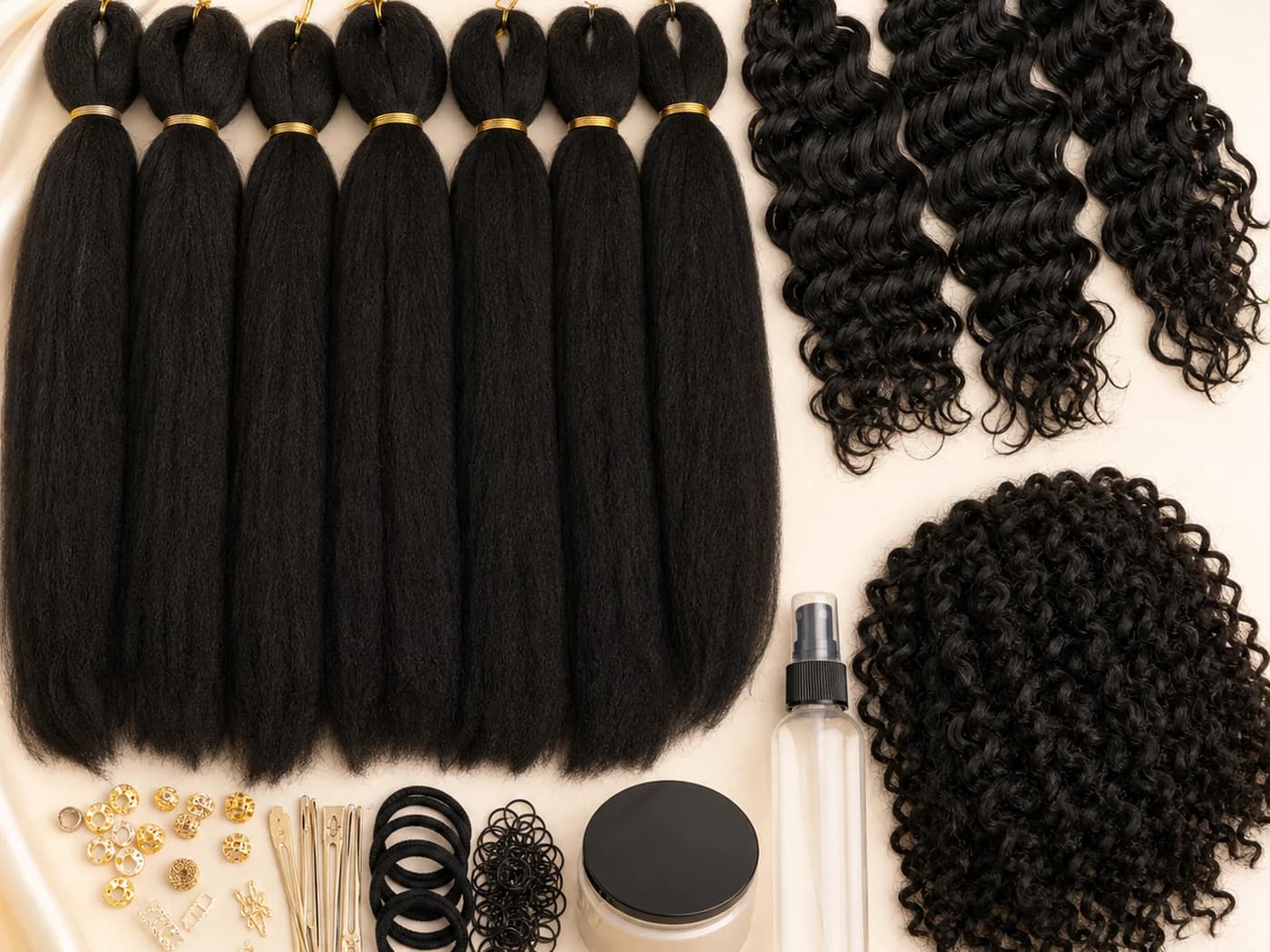 Boho braid kit with curl pieces and braid essentials