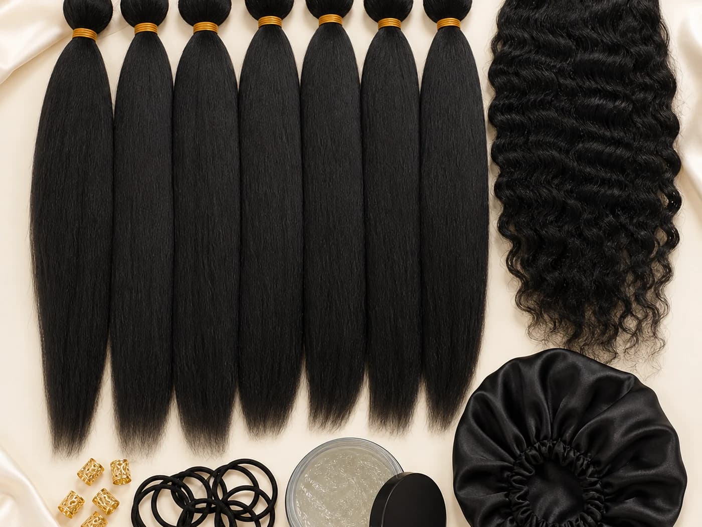 Braiding hair kit with packs and care add-ons