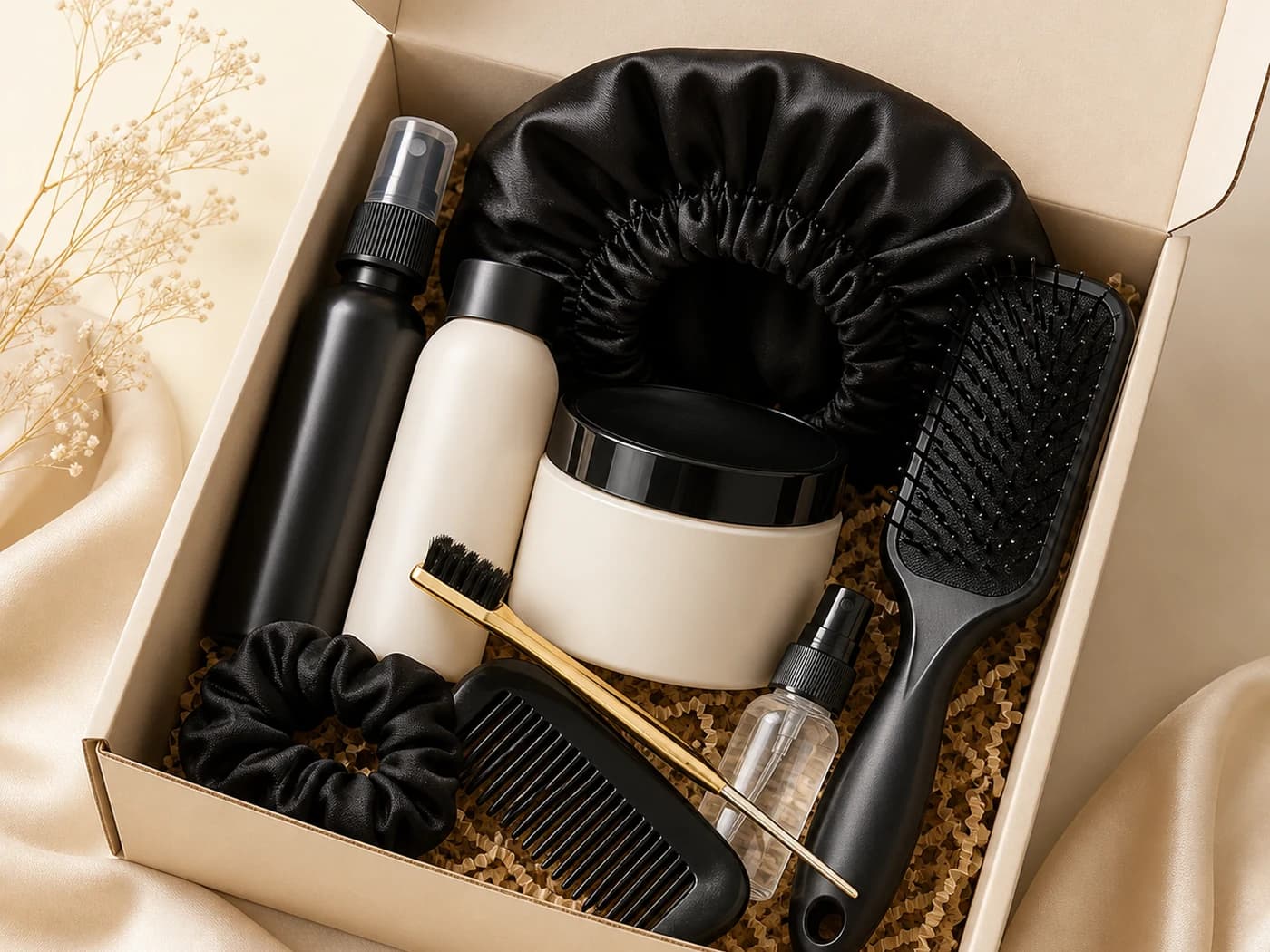 Hair care box with products for installs and natural hair