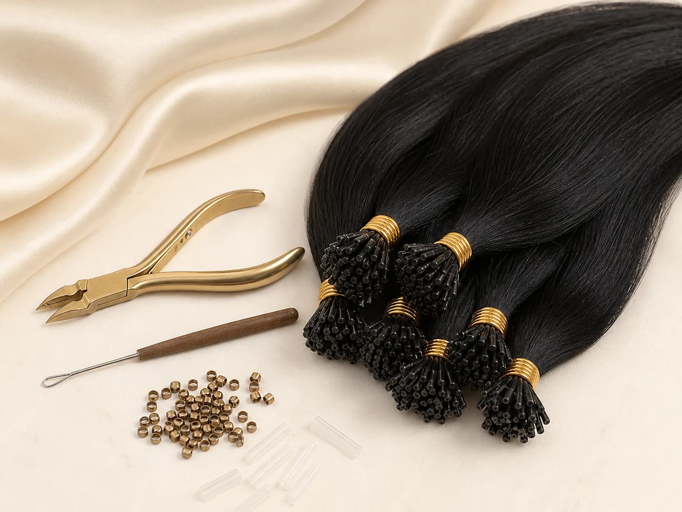 I-tip and microlink extension hair set